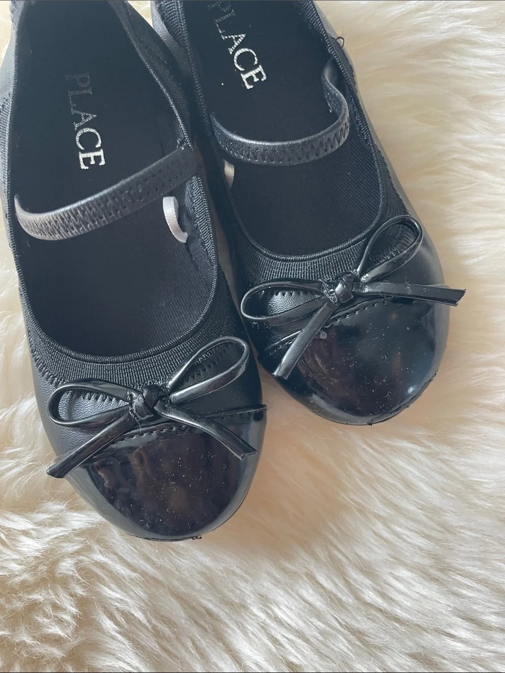 The Children's Place Black Mary Jane Flats with Bow Detail